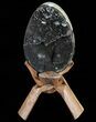 Septarian Dragon Egg Geode - Black Crystals #72053-1